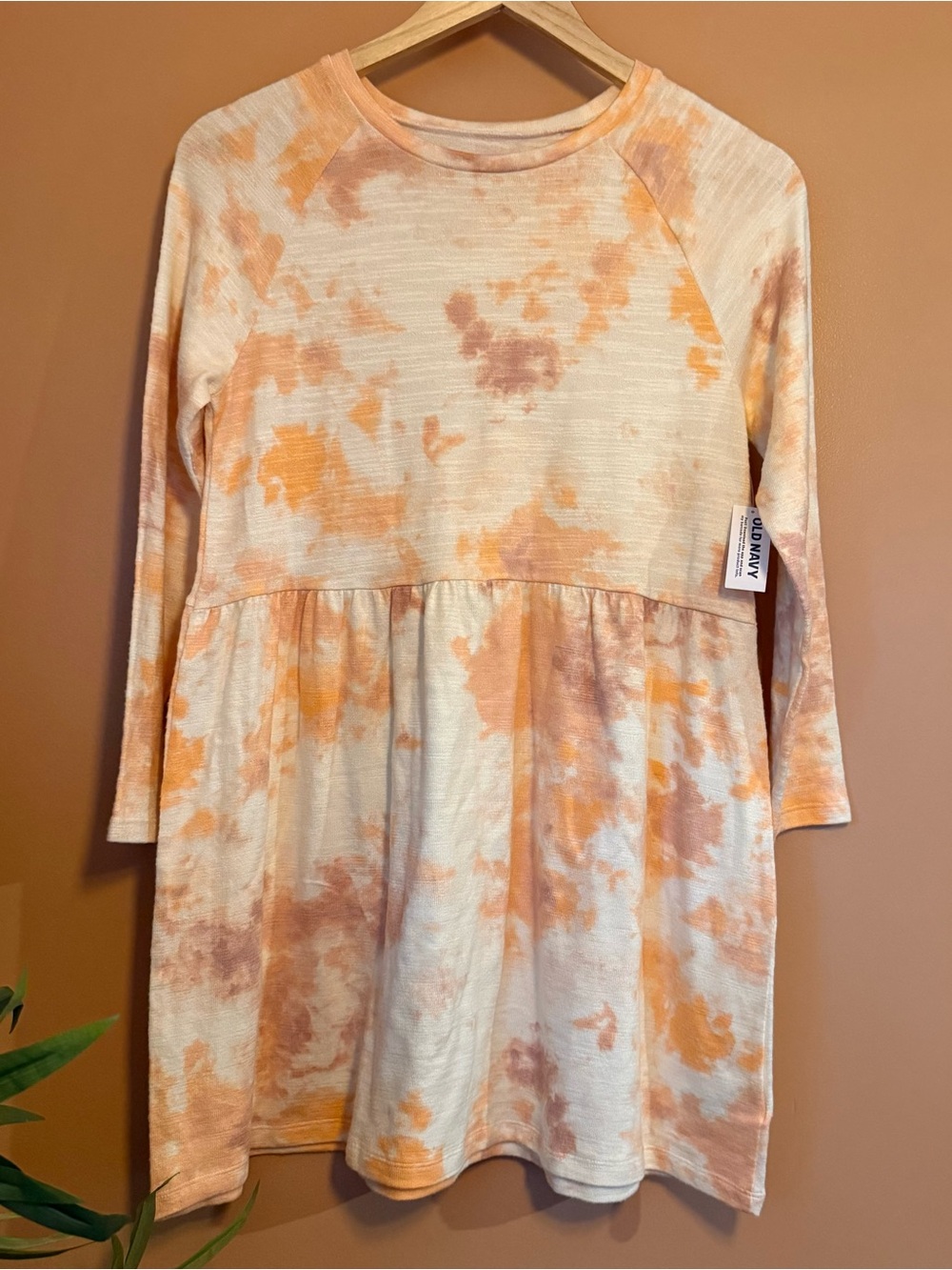 Old Navy Girls Large 10-12 Tie Dye Babydoll Dress Long Sleeve Fit & Flare NWT